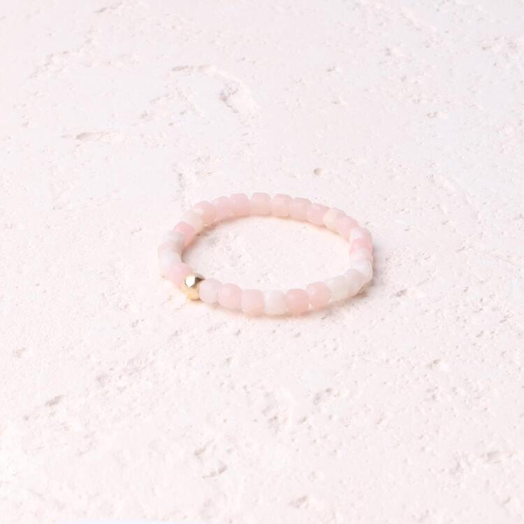 2.5mm 스퀘어컷 핑크오팔 우레탄 반지
